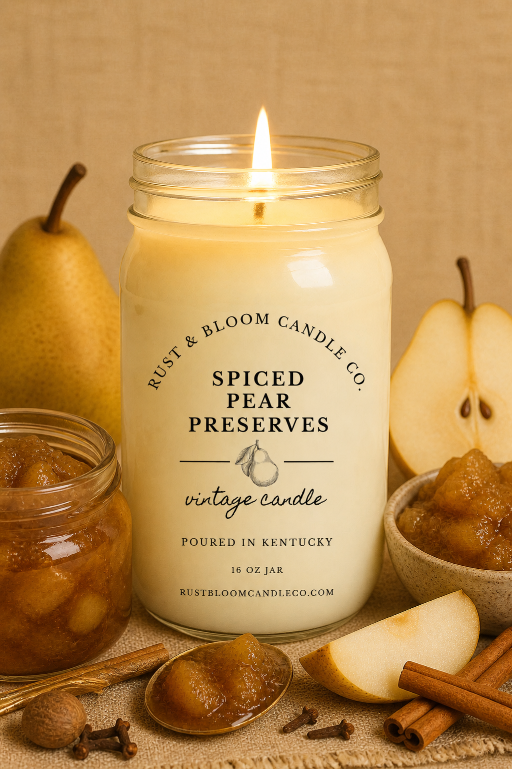 Spiced Pear Preserves 16 Oz Soy Candle