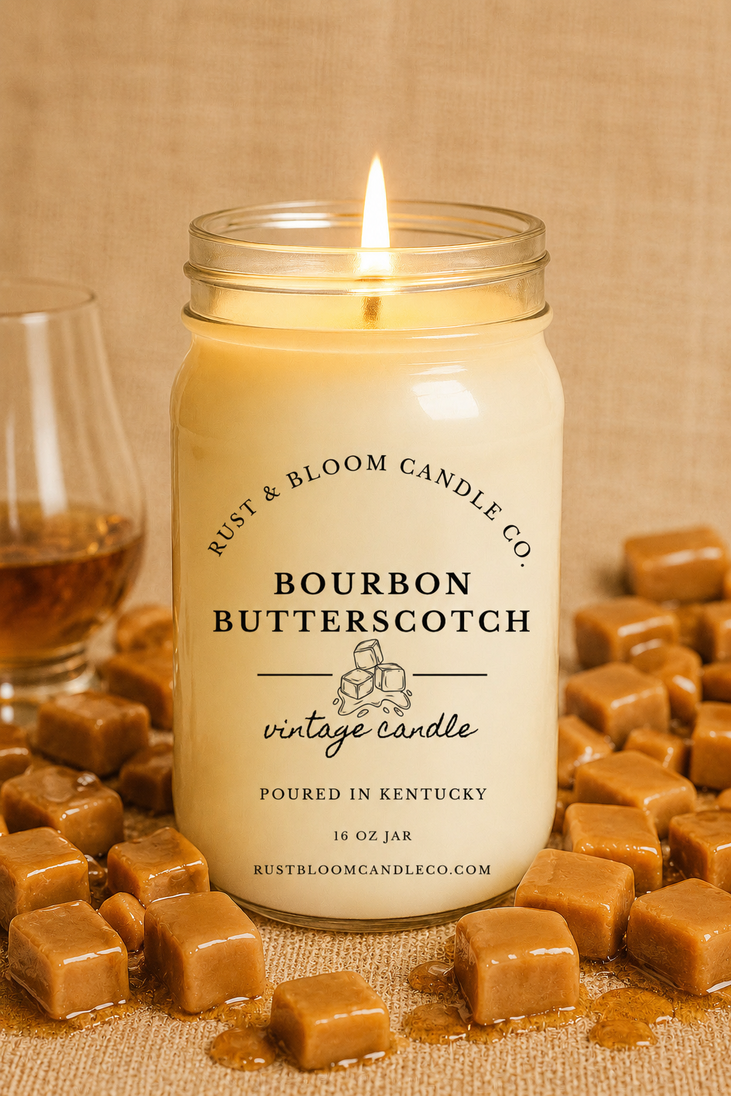 Bourbon Butterscotch 16 Oz Soy Candle