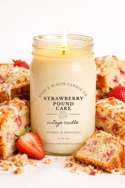 Strawberry Pound Cake 16 Oz Soy Candle